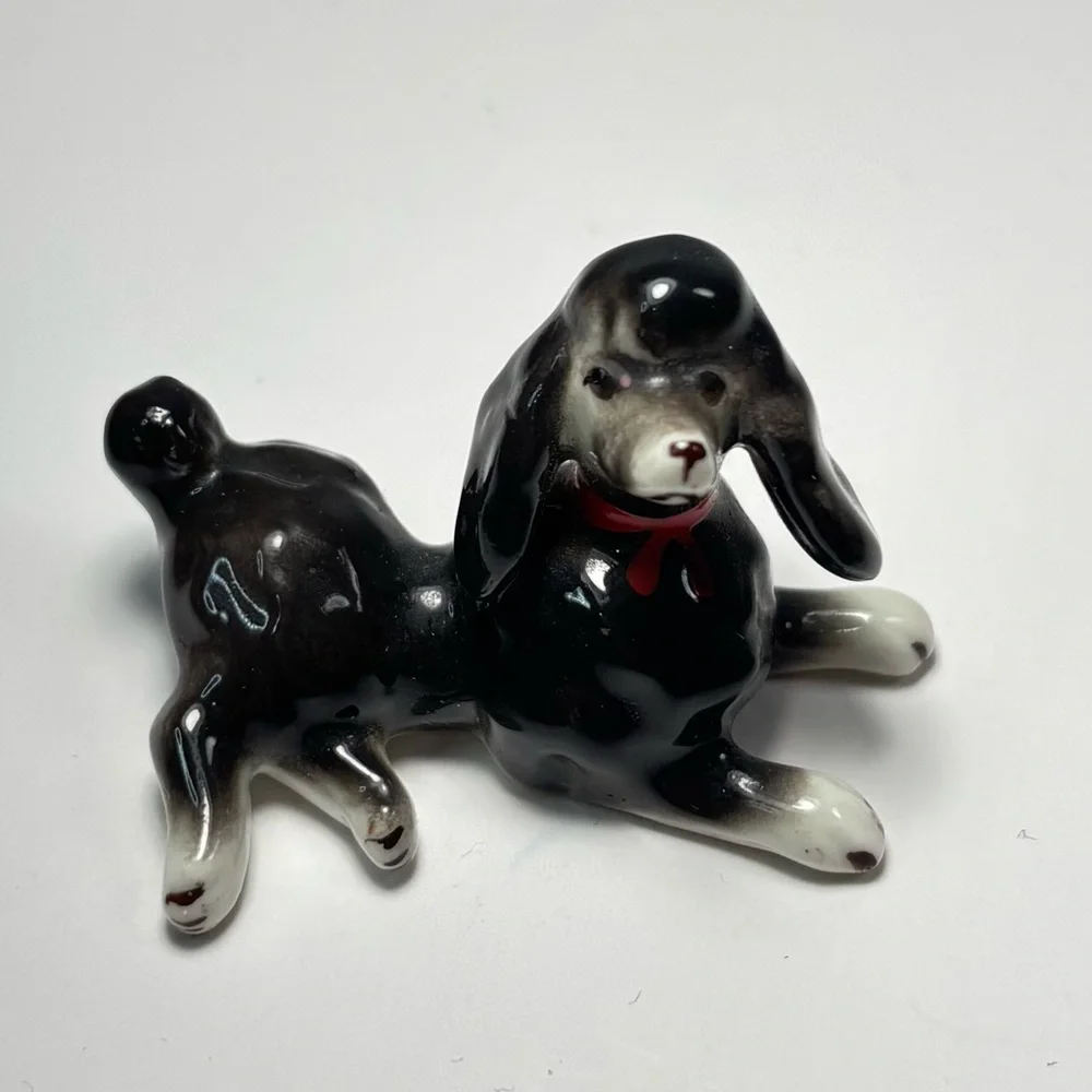 Vintage Miniature Poodle Bone China Dog Figure Glazed 2